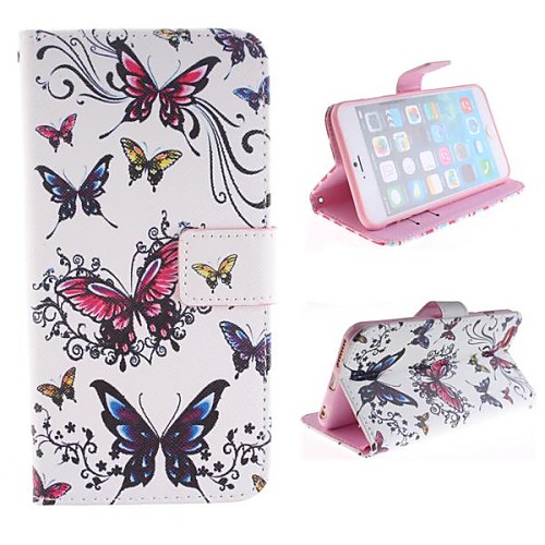 The Butterfly Design Only Color More PU Leather Case with Card Slot and Stand for iPhone 6