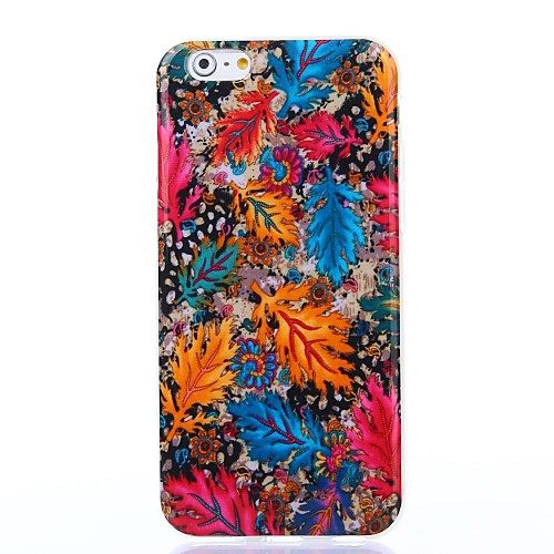 Colorful Leaves Pattern Silicone Soft Cover and Mini Diaplay Stand for iPhone 6