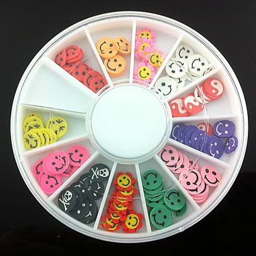 12 видов Fimo кусочек улыбающееся лицо серии Nail Art Украшение (случайные электронные)