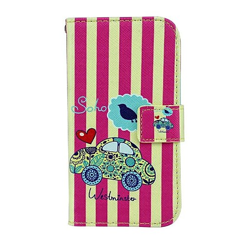 Flower Taxi Pattern PU Leather Full Body Cover with Card Slot for LG L90