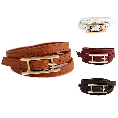 H-Shaped Three Rows of Wrapped Leather Bracelet (1Pc)