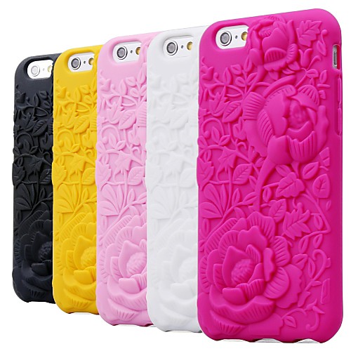 Rose Carving Pattern Silicon Rubber Soft Case for iPhone 6 (Assorted Colors)