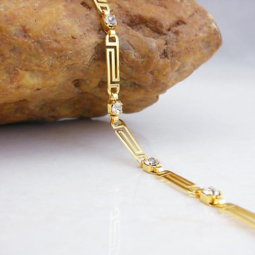 18K Gold Plated Great Wall Grain Zircon Bracelet 19cm