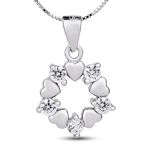 I FREEWomen's S925 Sterling Silver Mosaic Zircon Pendant Necklace 1 pc