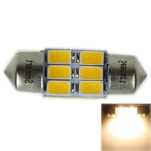 31mm (sv8.5-8) 3w 6x5730smd 180-220lm 3000-3500K теплый белый свет Светодиодная лампа для автомобиля лампа для чтения (ac12-16v)