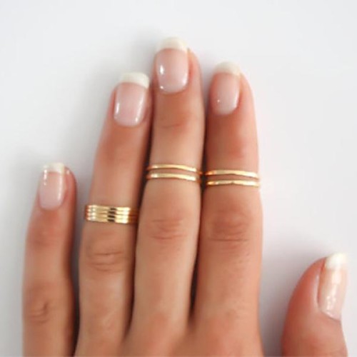 Eight Piece Simple Classic Wish List Gold Plated Golden Stacking Ring Sets Midi Ring