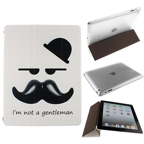 Follow the Fashion THREE FOLDS Pattern PU Leather Clever Cover Thin Transparent Hard Plastic Shell for iPad 2/3/4