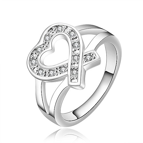 Fashion Women (Heart Design) White Silver-Plated Women Rings (Silver) (1 Pc)