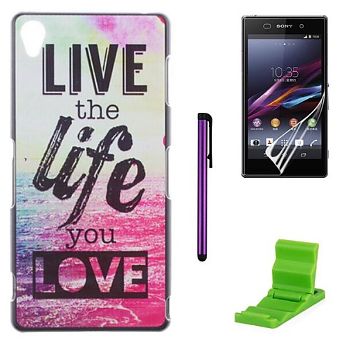 Live Life Sea Pattern PC Hard with Screen Protector,Stylus and Stand for Sony Z1 L39H