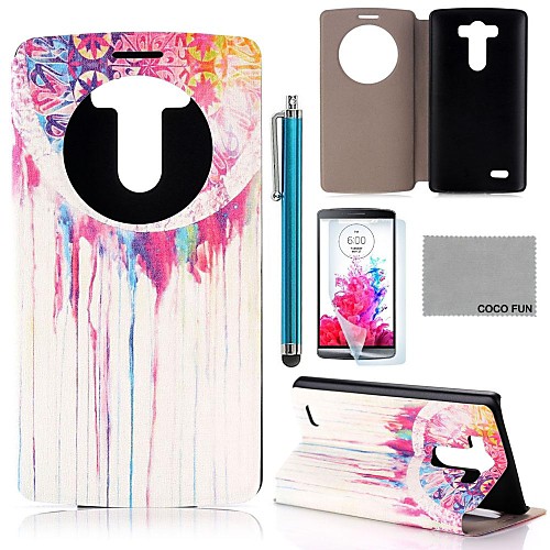 COCO FUN Colorful Whrol Pattern PU Leather Full Body Case with Screen Protector, Stylus and Stand for LG G3 D850