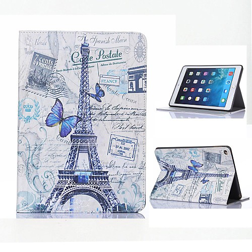 Elegant Design Eiffel Tower Pattern Leather Case with Stand for iPad Air 2