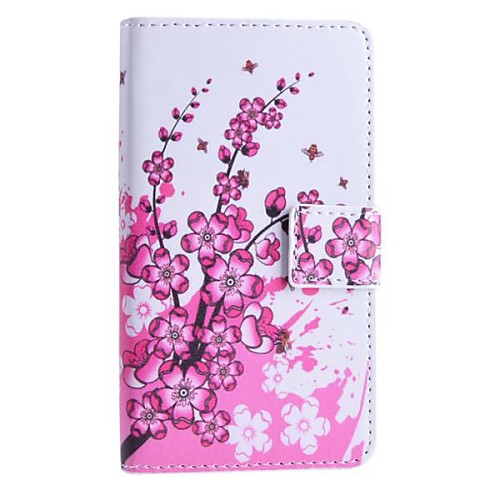 Peach Blossom Pattern PU Leather Case with Stand and Card Slot for Huawei Y330