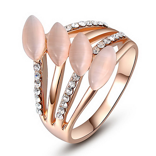 Classic Four Opals Rose Gold Alloy Statement Rings(1 Pc)