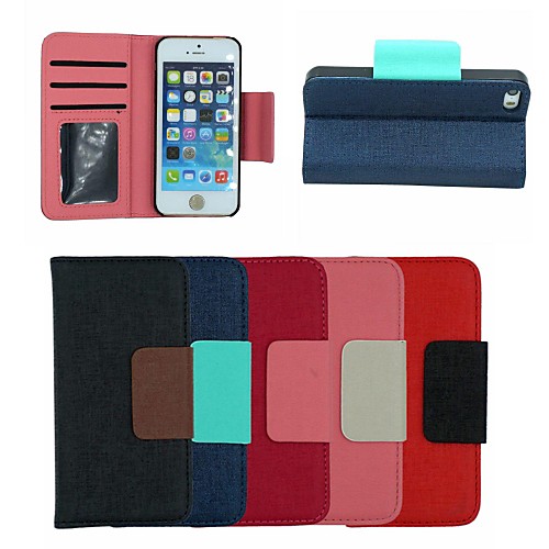 Oracle Stripe PU Leather Full Body Case Stand Cover with Card Holder for iPhone 5/5S(Assorted Colors)