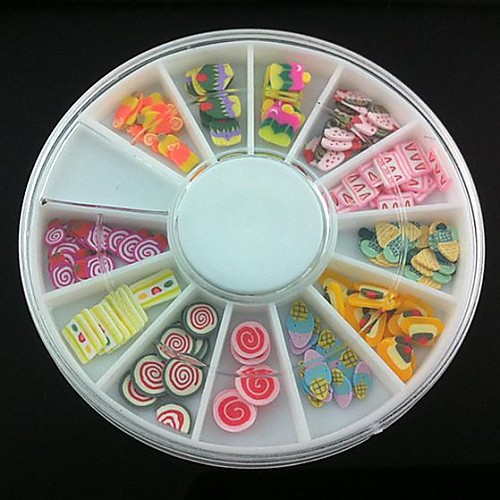 12 видов Fimo ломтик десерт серии Nail Art Украшение (случайные электронные)