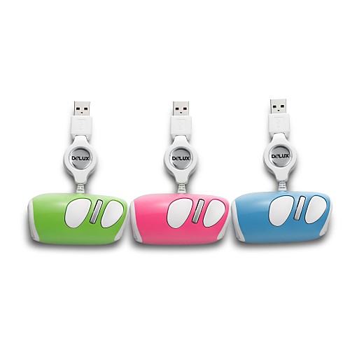 Delux M3BU Mini Wired Retractable Mini Mouse