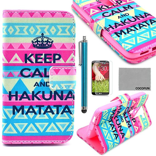 COCO FUN Calm Tribal Carpet Pattern PU Leather Full Body Case with Screen Protector, Stylus and Stand for LG G2 MINI