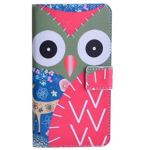 Owl Deer Pattern PU Leather Case with Stand and Card Slot for HTC Desire 516