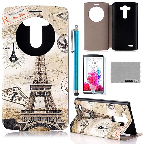 COCO FUN Vintage Effiel Tower Pattern PU Leather Full Body Case with Screen Protector, Stylus and Stand for LG G3 D850