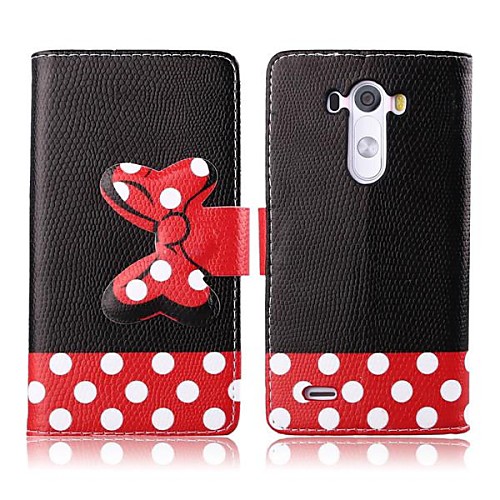 Wave Point Design Bowknot Pattern PU Leather Full Body Cover with Card Slot for LG G3