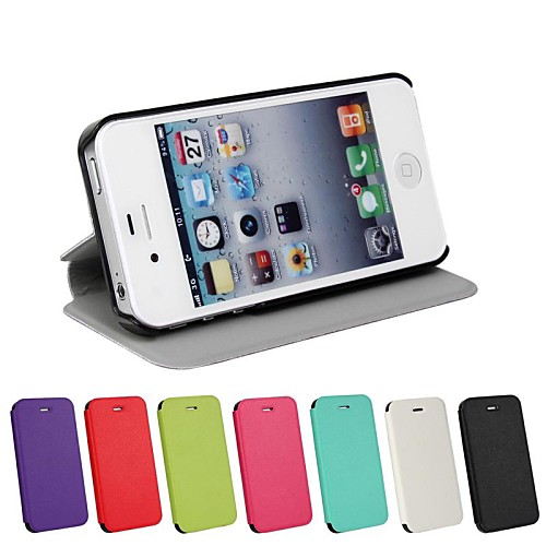 Solid Color Ultrathin PU Leather Full Body Cover with Stand for iPhone 4/4S (Assorted Color)