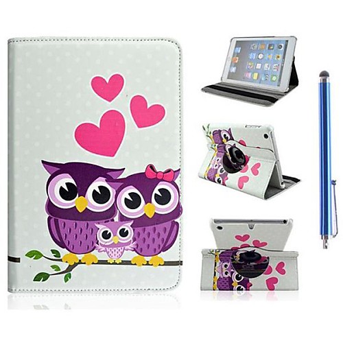 Owl Family Pattern PU Leather Full Body Case with Stand and Capacitance Pen for iPad Air