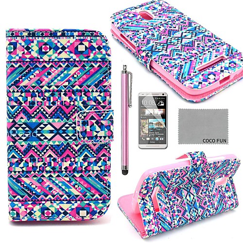 COCO FUN Purple Tribal Carpet Pattern PU Leather Case with Screen Protector, Stylus and Stand for HTC Desire 500