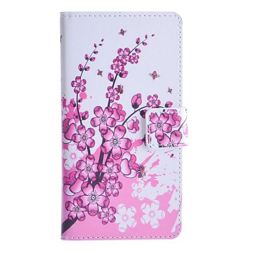 Peach Blossom Pattern PU Leather Case with Stand and Card Slot for Sony Xpeira E3