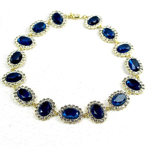 мода синий овал смолы позолоченные ожерелья (1 шт)
