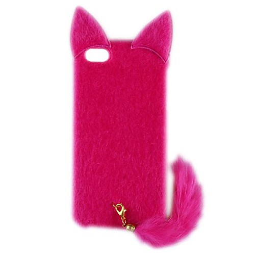 AL01 Cat Style PC and Plush Back Case with Tail for iPhone 5/5S (Assorted Colors)