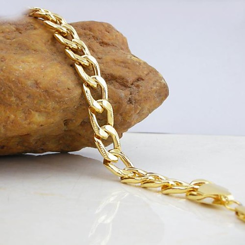 18K Golden Plated Figaro Chain Bracelet 20cm