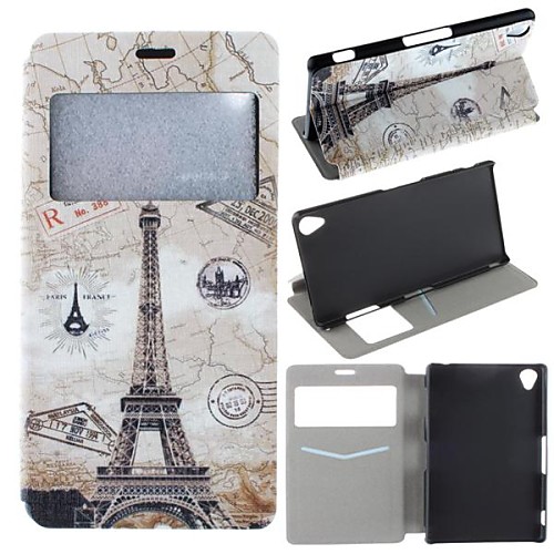 Eiffel Tower Pattern PU Leather Full Body Case with Card Slot for Sony Z3 L55T