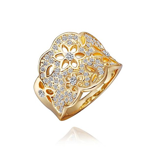 Fashion Women Golden Rhinestone Fashion Rings(Golden)(1Pcs)