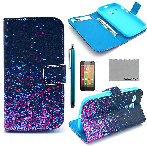 COCO FUN Night Glowworm Pattern PU Leather Full Body Case with Screen Protector, Stylus and Stand for Motorala Moto G