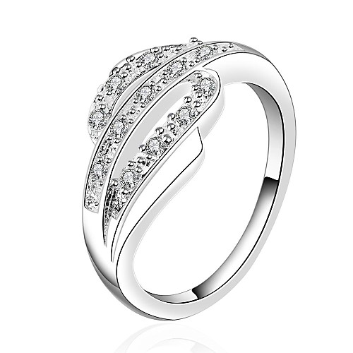 Fashion Women (Zircon Inlaid) White Silver-Plated Women Rings (White) (1 Pc)