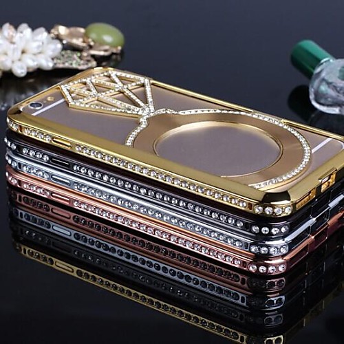 Deluxe Hollow Titanium Alloy Back Cover Case with Diamond Design for iPhone 6 - 4.7 inches