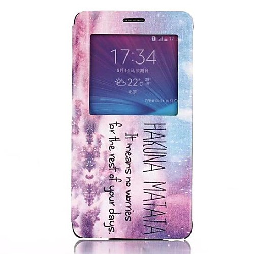 HAKUNA MATATA Pattern PU Leather Cover with View Window for Samsung Galaxy Note 4