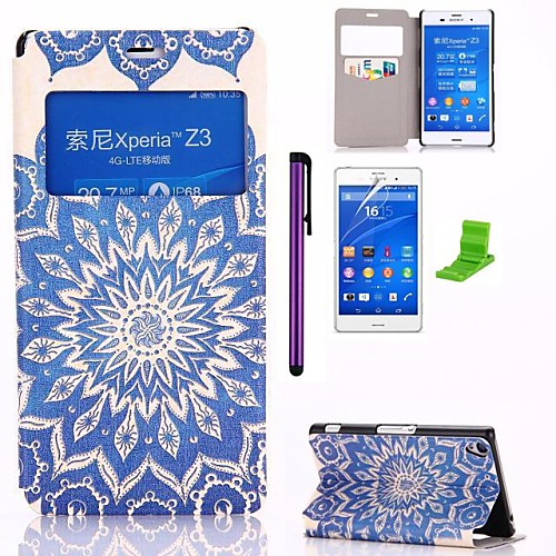 The Sunflower Pattern PU Leather Case with Screen Protector,Stylus and Stand for Sony Xperia Z3 L55T