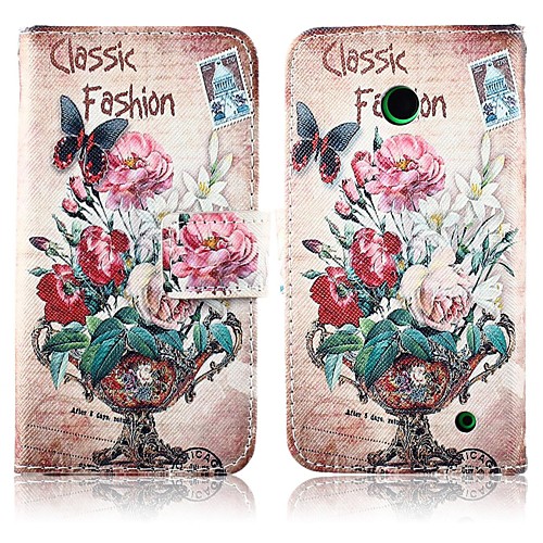 Beautiful Vase Pattern PU Leather with Card Slot for Nokia Lumia 630