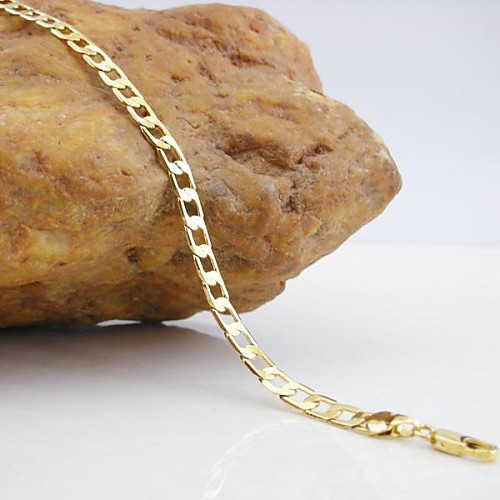 18K Gold Plated figaro Chain Bracelet 21cm