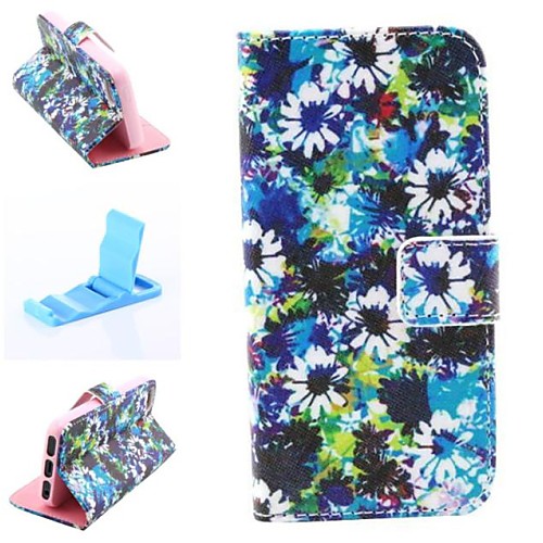 Flowers over Sky Pattern PU Leather Full Body Case for iPhone 4/4S