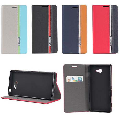 Three Color Design PU Leather Full Body Case with Stand for Sony Xperia M2 S50h (Assorted Colors)