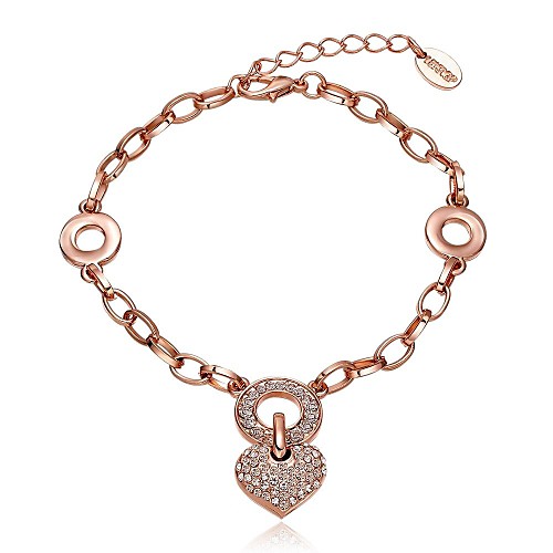 Women's Rose Gold Plated Heart Drill Bracelet