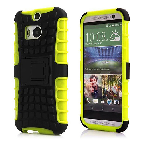 Solid Colour Hard/Soft Case Design with Stand for HTC M8