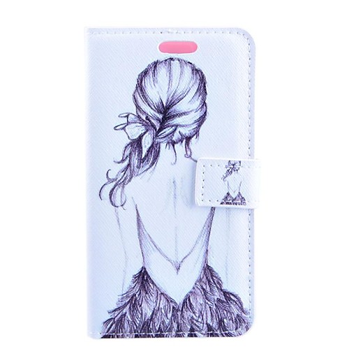 Girl' Back Pattern PU Leather Full Body Cover with Stand for Huawei G520