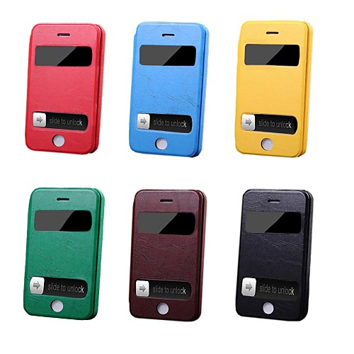 KLW  Refreshing Design Flip Leather Two Window Cover Case for iphone5/5S