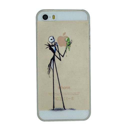 The Skeleton Gentleman And Green Worm Pattern PC Hard Transparent Back Cover Case for iPhone 5/5S