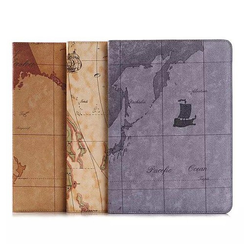 HHMM Map Pattern PU leather Auto Sleep/Wake Up for iPad Air 2/iPad 6 (Assorted Colors)