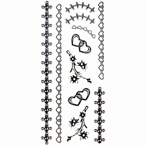 1pc Heart Jewelry Bracelet Waterproof Tattoo Sample Mold Temporary Tattoos Sticker for Hand Wrist(18.5cm8.5cm)