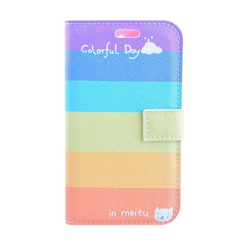 Colorful Day Pattern PU Leather Full Body Cover with Stand for Huawei G610